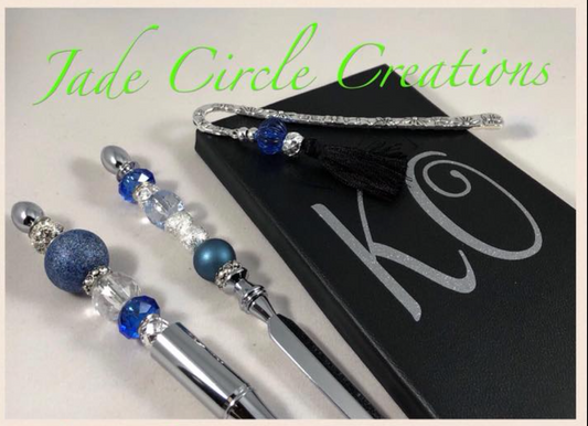 Beaded Gift Set - Denim Blue and White and Silver