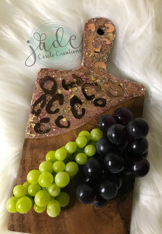 Embellished Chacuterie Board - Rose Gold and Cheetah Print