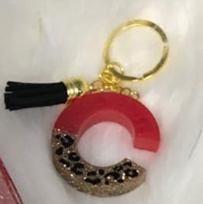 Keychain - Letter - Pink and Gold Cheetah