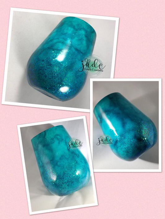 Stemless - Alcohol Ink Teal