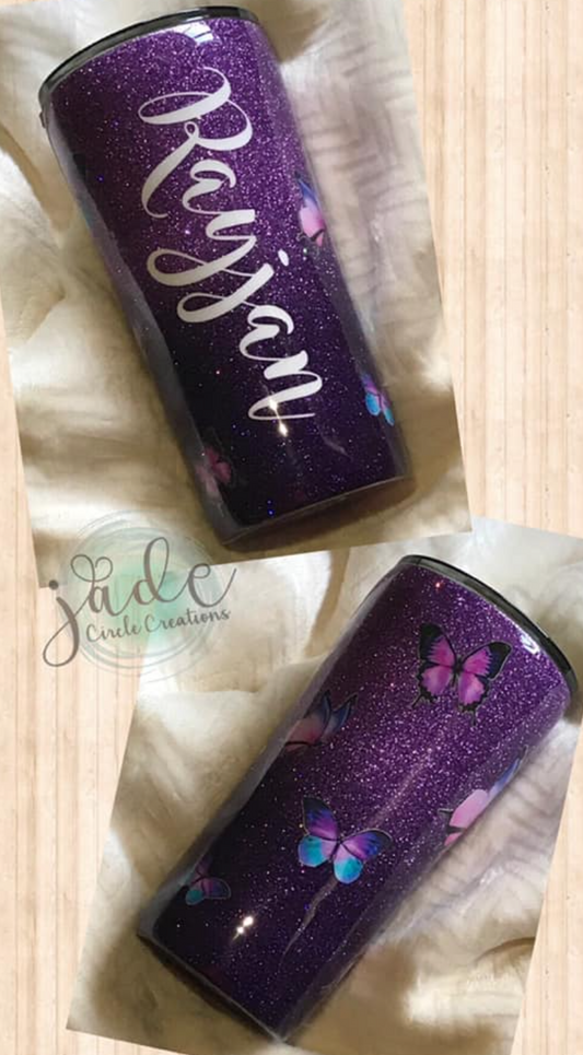 Tumbler - Print and Cut Purple Butterflies